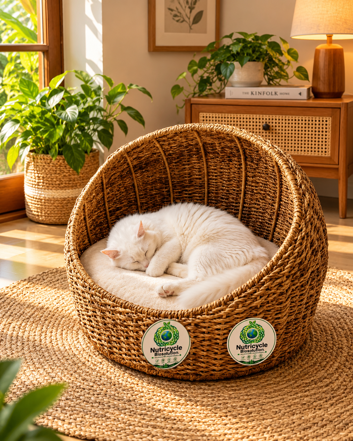 Natural Cat Bed with Soft Cushion